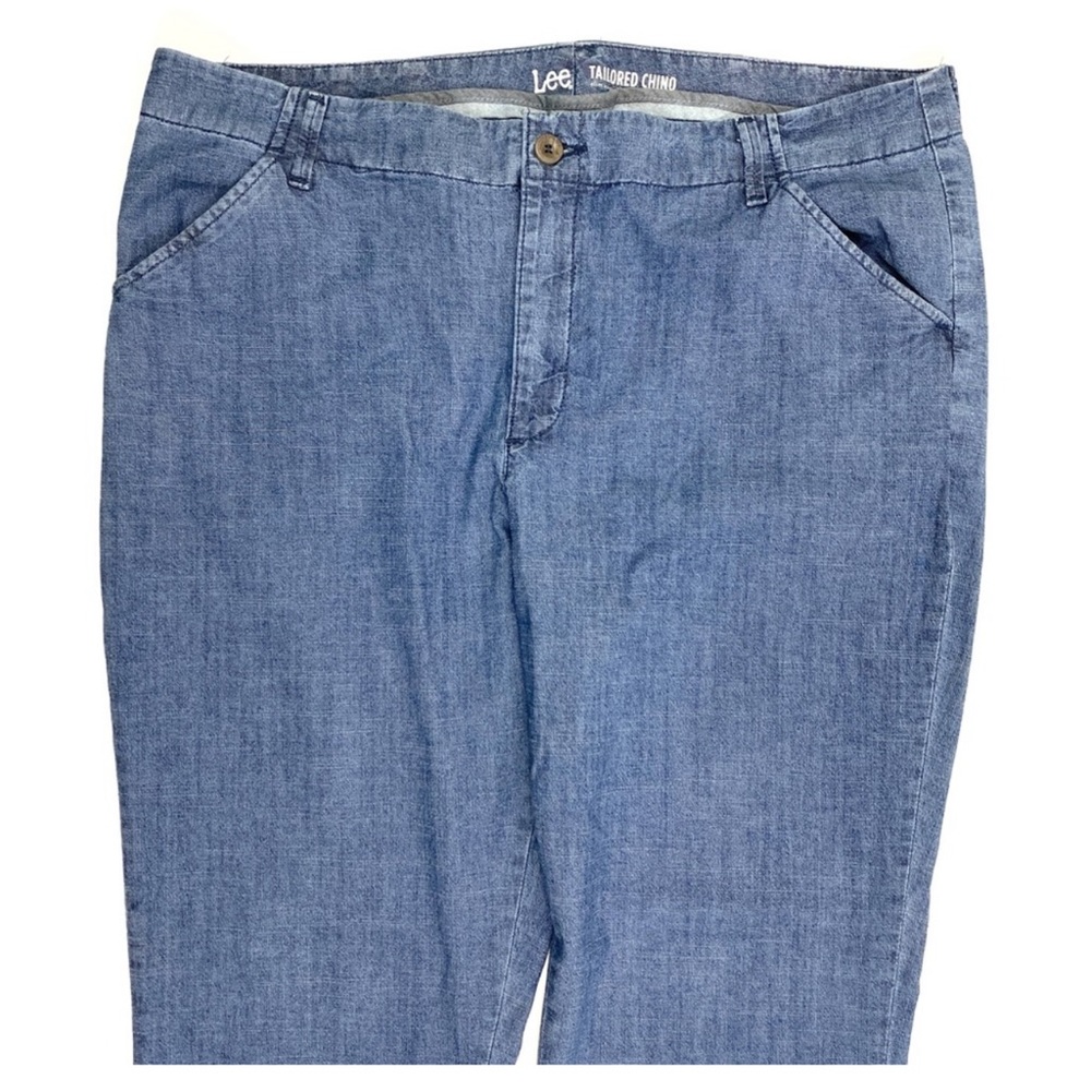Lee Tailored Chino Slim Straight Leg Sz 18 Medium Wash Blue Lightweight